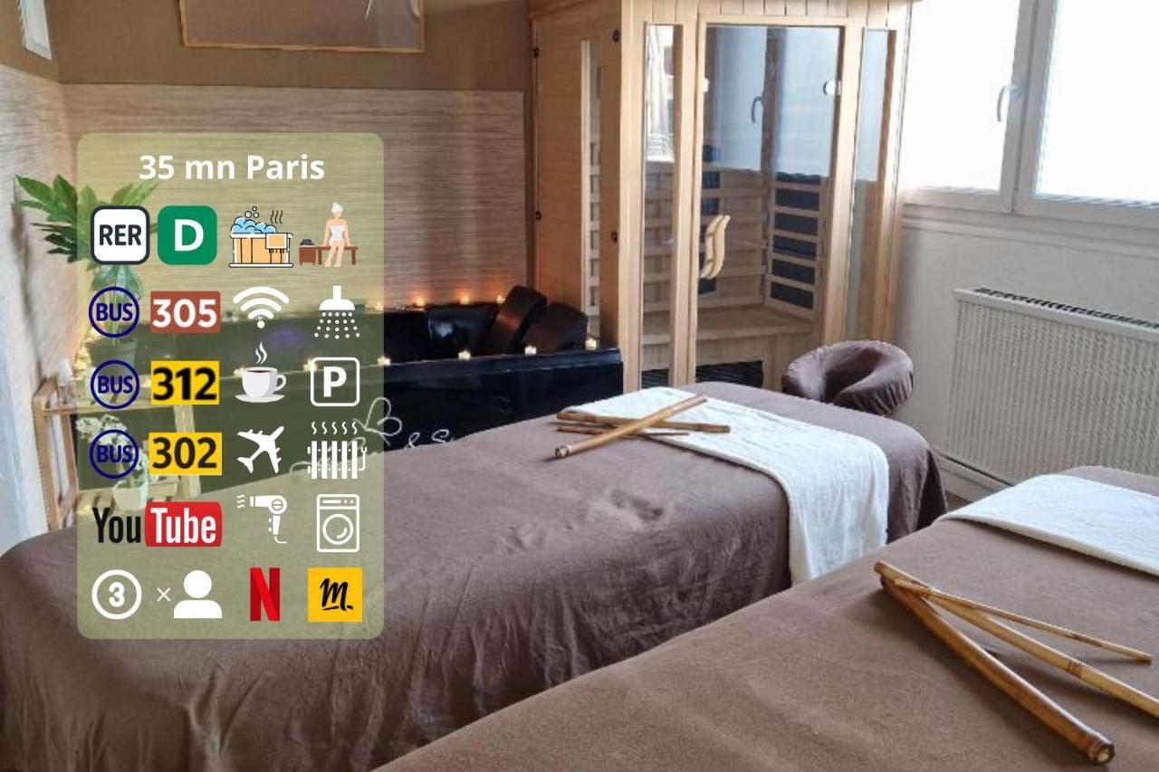 Derniere Reservations Avant Indisponibilite En Septembre Pour 12 Mois, Illimites Jacuzzi Spa Bain A Remous Interieur, Sauna Interieur, Parking Reserve, Vue Et Acces Parc, Prestations Uniques, 1Er Etage Corbeil-Essonnes Exterior foto
